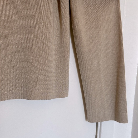 Ann Taylor: 100% Silk Button Up Cardigan Beige Cream With Black Trim L - Picture 4 of 8